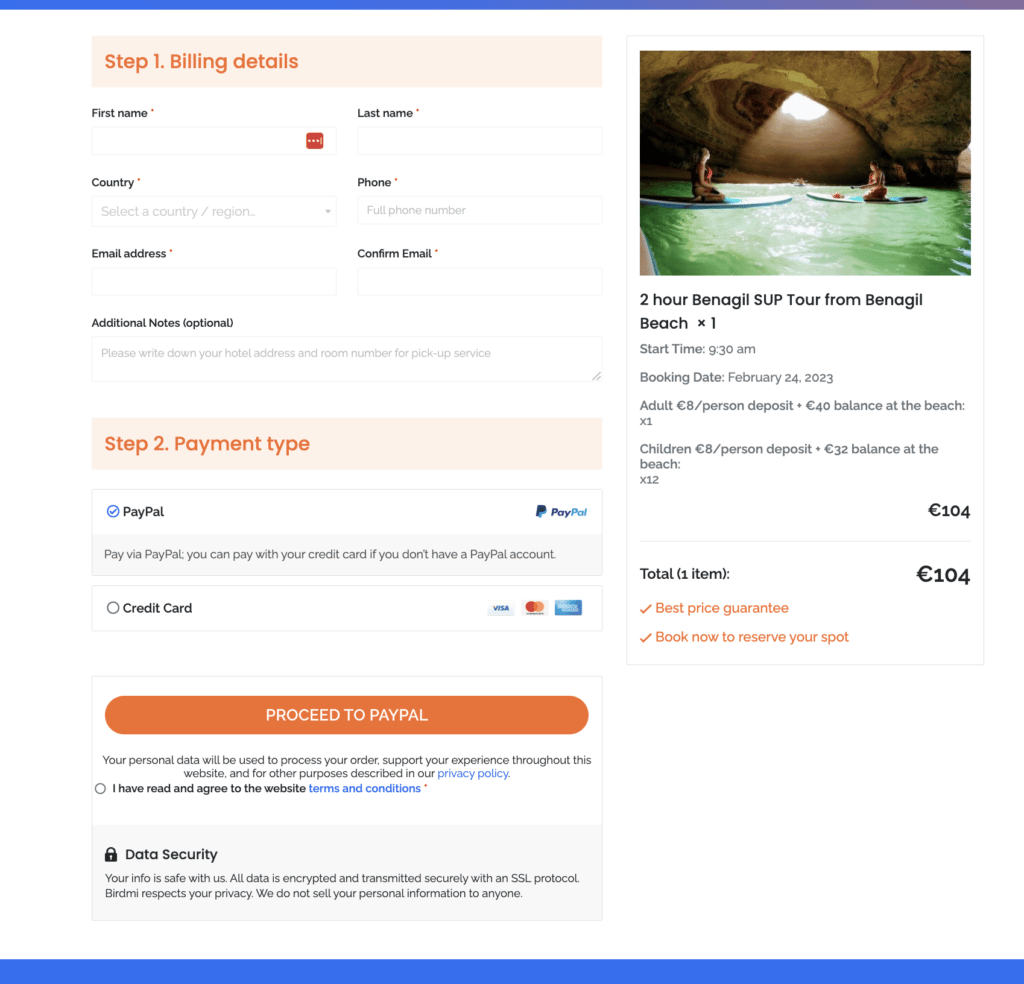 woocommerce checkout from birdmi