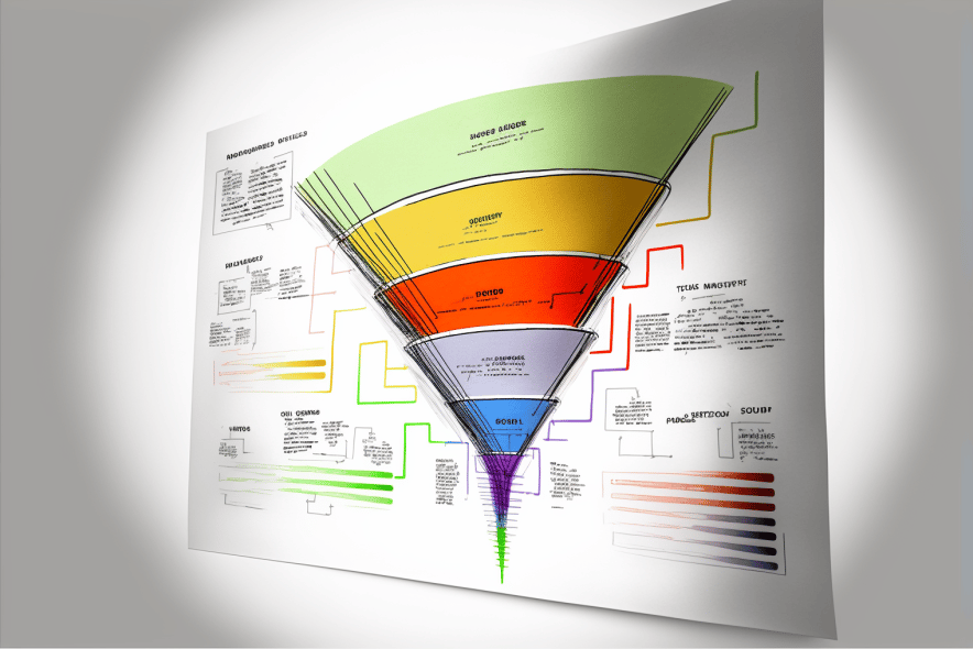 illustrated marketing keyword funnel