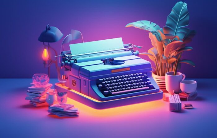 a typewriter in an isometric style
