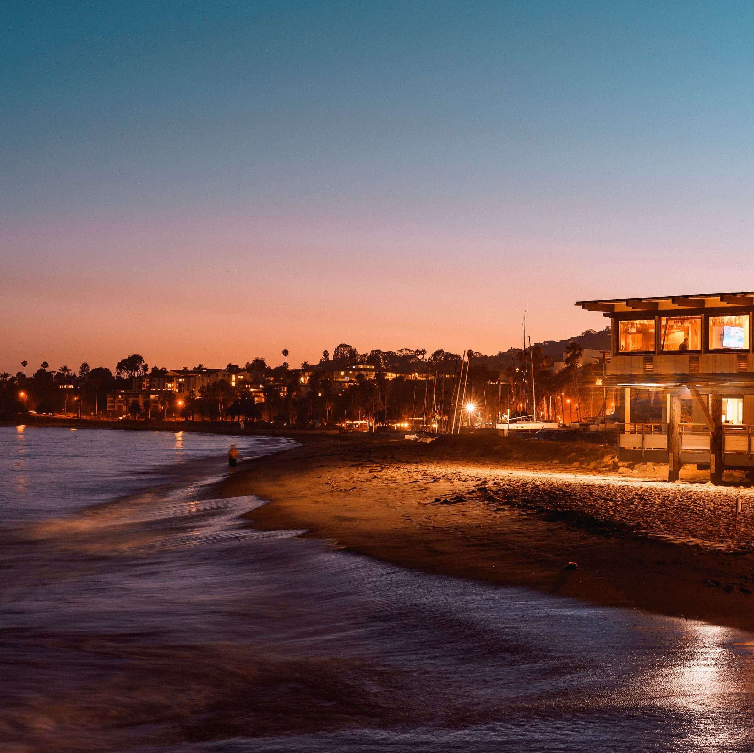 santa barbara beach night