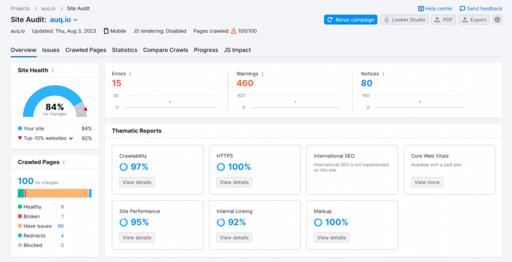 Semrush Website Audit Report