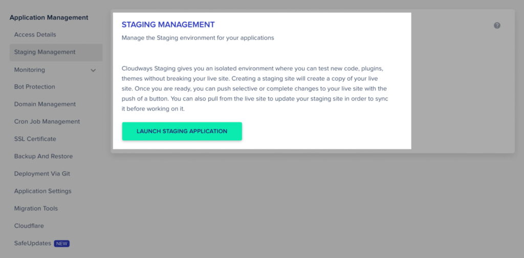 managing the staging environment