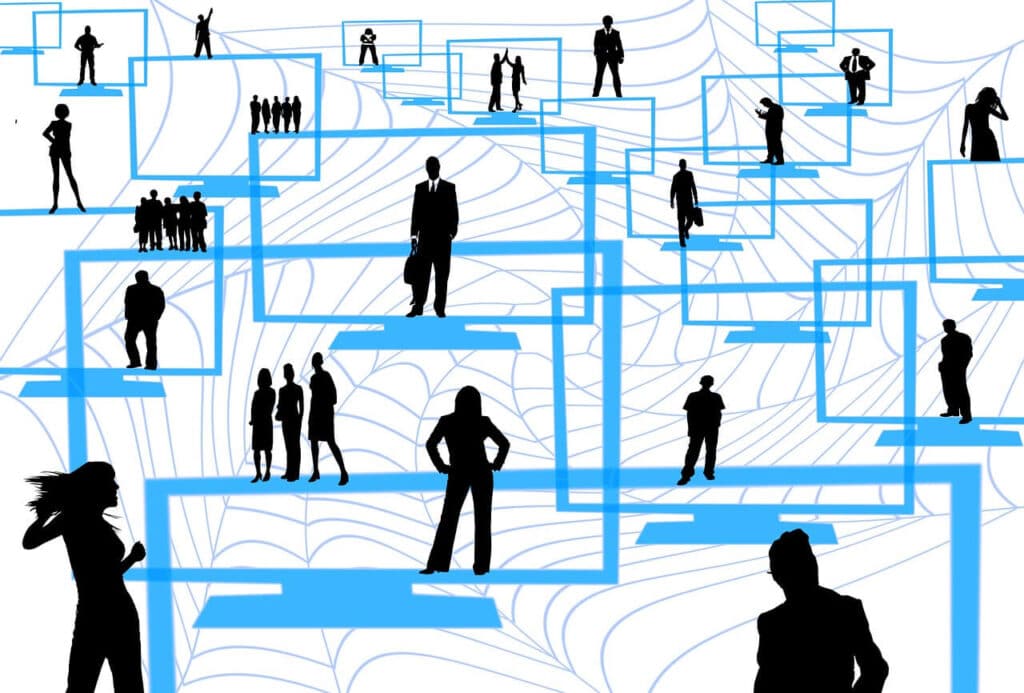 user network illustration inside monitors